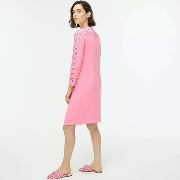 NWT J. Crew Laser Cut Eyelet Shift Dress 365 Crepe - Picture 4 of 9